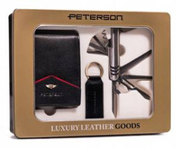 PETERSON PTN ZM66 leather wallet+sknife+tag set