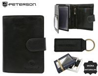 Men's Gift Set: Genuine leather wallet and leather keyring PETERSON PTN SET-M-1542L-GVT preent leather wallet and key ring set