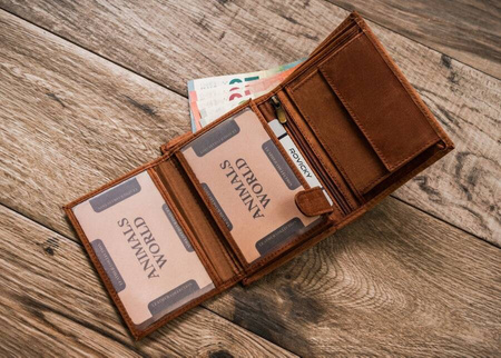 Men's Leather Wallet with a Guard Dog Engraving Always Wild N4-CHM-DOG-1