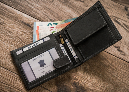 Portfel skórzany męski z wizerunkiem psa RFID N992-CHM-DOG-1 Black