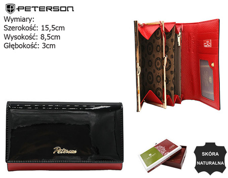 Portfel damski skórzany PTN 1N-466 Black+Red