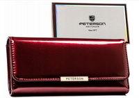 Portfel ze skóry eko RFID PETERSON  PTN 006-LAK Red