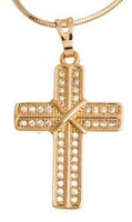 A beautiful pendant - a cross, decorated with stilettos