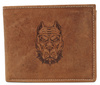 A men's leather wallet featuring a guard dog engraving RFID N992-CHM-DOG-2 Cognac