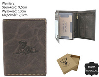 Portfel męski skórzany zdobiony grawerem psa RFID N4-CHM-DOG-1 Brown