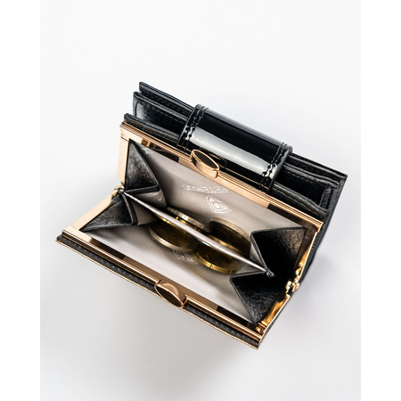 Portfel damski skórzany PTN LJ-42329 Black-Gold