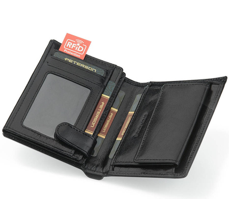 PETERSON PTN 348 2-1-1 BLACK RFID leather wallet