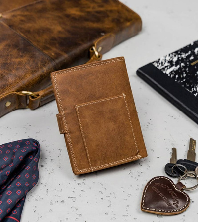 Portfel męski ze skóry naturalnej N4L-P-CHM Cognac