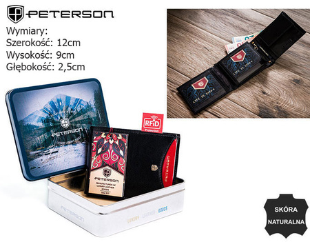 Portfel skórzany PTN 304.01 2-1-1 Black+Red