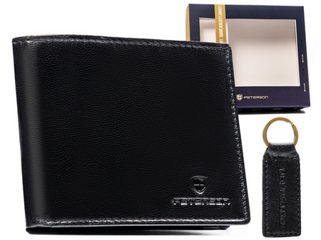 Gift set: leather wallet and keyring PETERSON PTN SET-M-N994-GVT