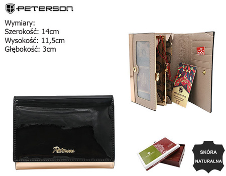 Portfel damski skórzany PTN 1N-445 Black+R.Gold