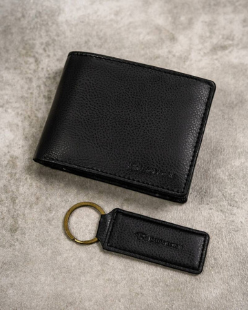 A two-piece gift set: Leatherette wallet & key ring by ROVICKY R-SET-M-N003-PUA BLA