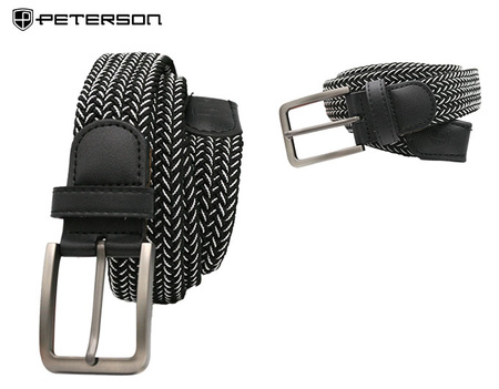 Pasek parciany z elementami skórzanymi PTN PAR-S-115 BW-BL 