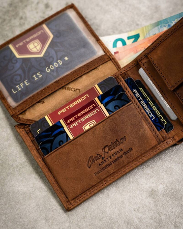 Leather wallet & key ring set PETERSON PTN SET-M-N003L