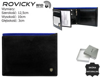Portfel skórzany RFID ROVICKY N992-RVT Black+Navy