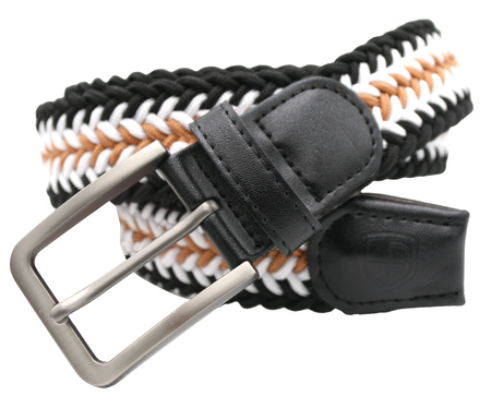 Pasek parciany z elementami skórzanymi PTN PAR-S-115 BWC-BL