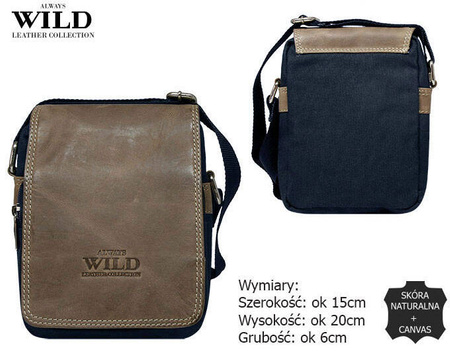 Leather+canvas bag Always Wild 591-MHC