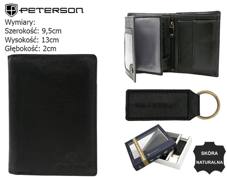 Gift set: leather wallet and keyring PETERSON PTN SET-M-N4-GVT