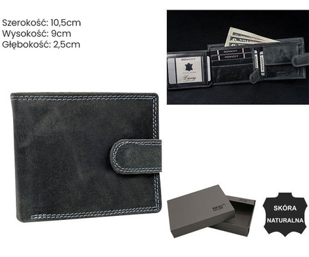 Men's leather wallet No Logo N0035L-CHM-NL Black