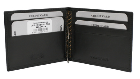 A compact men's money clip crafted from genuine full-grain leather CPR-13-NBAR Black