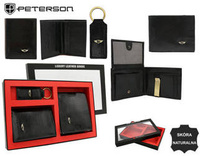 Zestaw prezentowy: skórzany portfel, etui i brelok PETERSON  PTN SET3-N79-VT