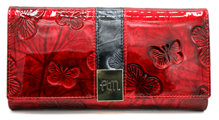 Portfel damski skórzany PTN 42100-NBF Red-Black