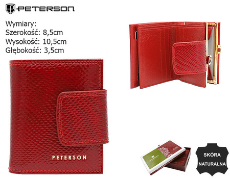  Wallet in Embossed Patent Natural Leather PETERSON PTN 42329-DSL Red