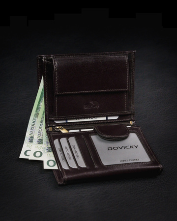 Portfel skórzany RFID ROVICKY 1502-03-BOR Brown+Black