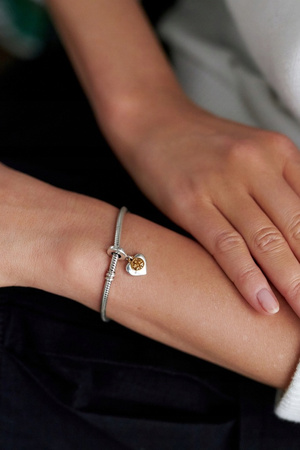 Srebrny charms serce dla mamy ze złotym drzewem Peterson CHW-005