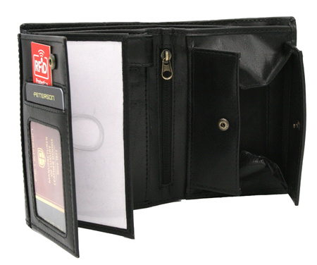 Portfel męski skórzany PTN 324.01 Black+Red