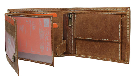 A men's leather wallet featuring a guard dog engraving Always Wild N992-CHM-DOG-1