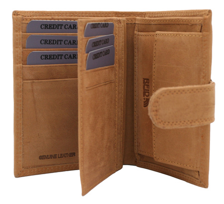 Vertical leather wallet CZ-04L-HLF Cognac