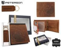 PETERSON PTN SET-M-N992-CHM Leather Wallet+Badge Set