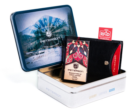 Portfel skórzany PTN 304.01 2-1-1 Black+Red