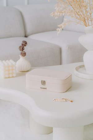 Szkatułka na biżuterię ze skóry ekologicznej PTN SZK-05 Cream