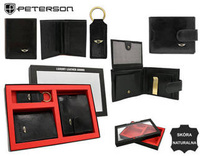Leather wallet+case+key ring set PETERSON PTN SET3-N79L-VT