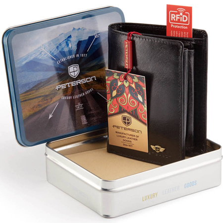 PETERSON PTN 339 2-1-1 BLACK RFID leather wallet