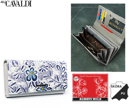 Portfel damski skórzany+ PU PN24-FL-BL Purple