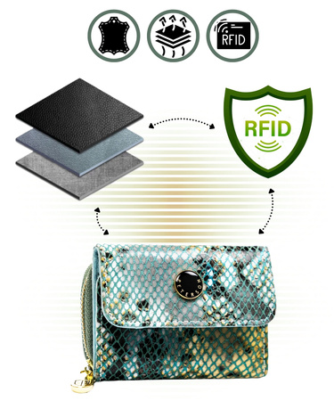 Small Women's Wallet Made of Natural Leather PETERSON PTN 423229-SFL Blue