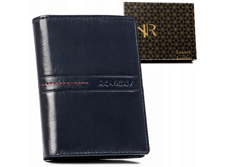 Portfel skórzany RFID ROVICKY R-N4-GAT Navy+Red