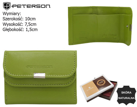 Portfel skórzany RFID PETERSON PTN RD-GC02-MCL L.Green
