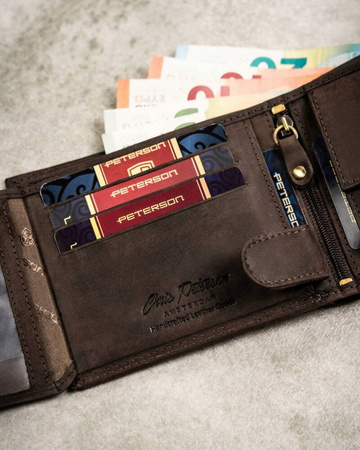 Leather wallet & key ring gift set PETERSON PTN SET-M-N994-CHM