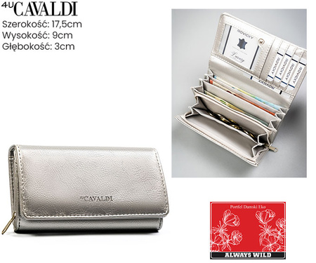 Portfel damski PU na blistrze F-PAL1C-BL Silver