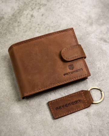 Leather wallet & key ring set PETERSON PTN SET-M-N003L