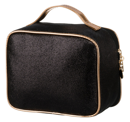 A glitter cosmetic bag with a handle PTN KOS-L03-B Black Peterson