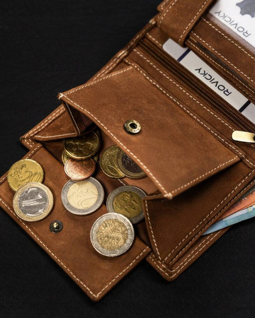 Men's Nubuck Leather Wallet for Anglers RFID N4-CHM-FISH Cognac