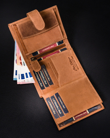 Leather wallet PTN 317Z 2-1-5 COGNAC
