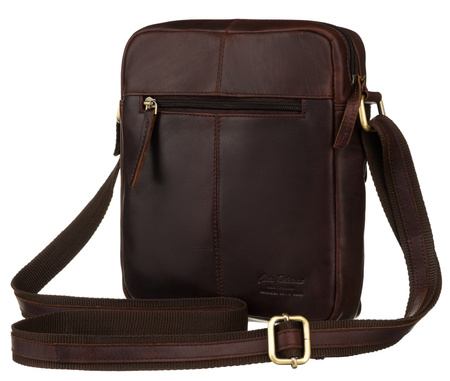 Men's natural leather shoulder bag PTN 719-OPU Brown