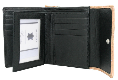 Portfel damski skórzany RV-786-SLA Gold black