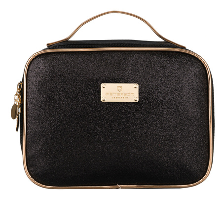 A glitter cosmetic bag with a handle PTN KOS-L03-B Black Peterson